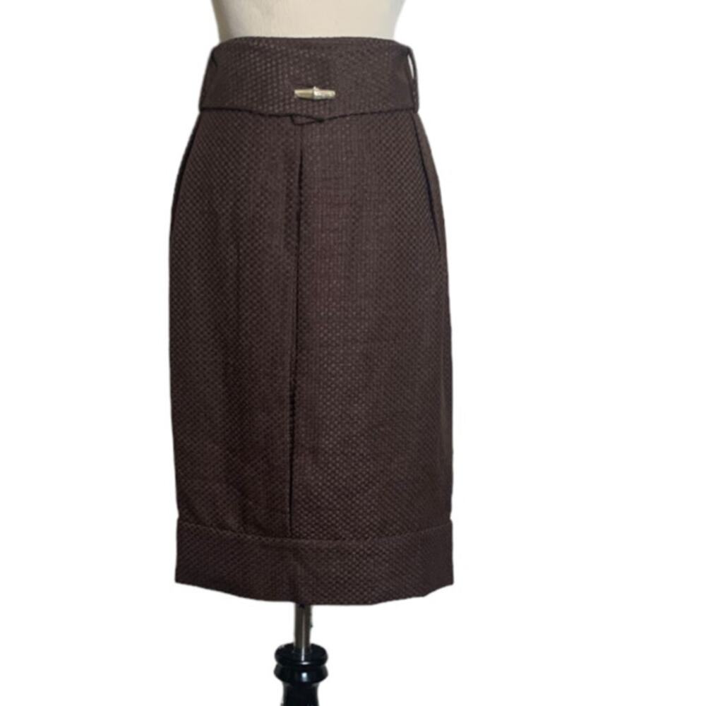 Adrienne Vittadini brown woven belted skirt size 10